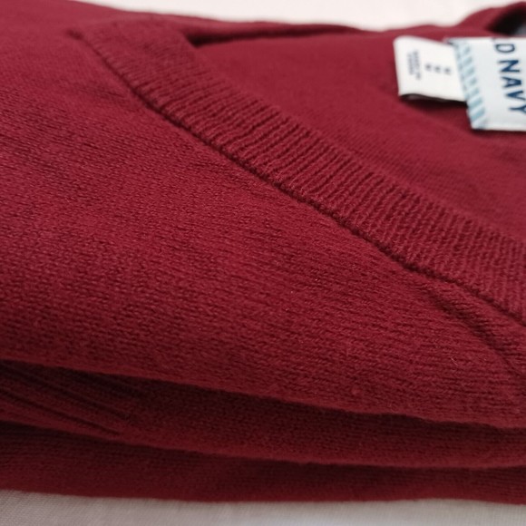 Old Navy Women's Size Medium Long Sleeve Pullover Knit Solid V Sweater Burgundy - Picture 8 of 9
